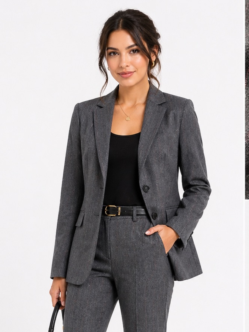 Joseph A Charcoal Pinstripe Wool Blazer